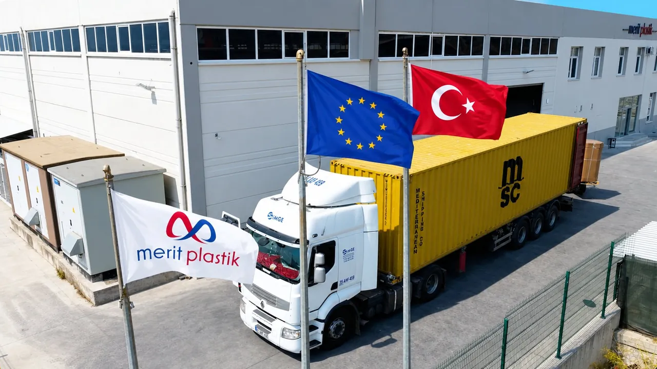 Merit Plastik tesisinden kompaund sevkiyatı yapan konteyner tırı
